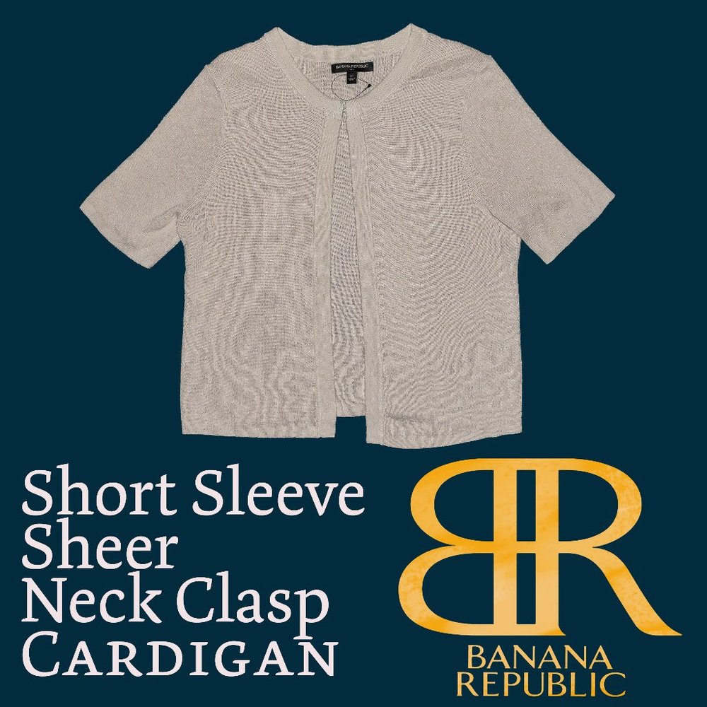 Banana Republic | Short Sleeve Cream/Off White Neck-Clasp Cardigan | Size M